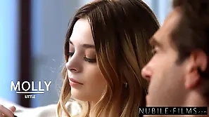 Molly Little pleases Perspective feels with her small pair and shaved pussy