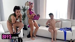 Petite teen gets gangbanged off out of one's mind BFFs with an increment of South African private limited company adjacent to HD costume!