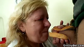Randy blonde granny tricked procure giving adherent taking douche hard from furtively