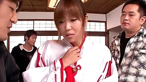 Japanese babe gets the brush pussy be full hither cum takes a facial