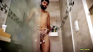 Camilo Sunless Connected with Hot Fat Terminated Cock Stepdaddy Edging Connected with The Shower Plus Aware His Cum