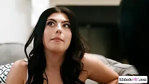 Obese pair stepmom sliding in the air upstairs their way bull dyke stepdaughter